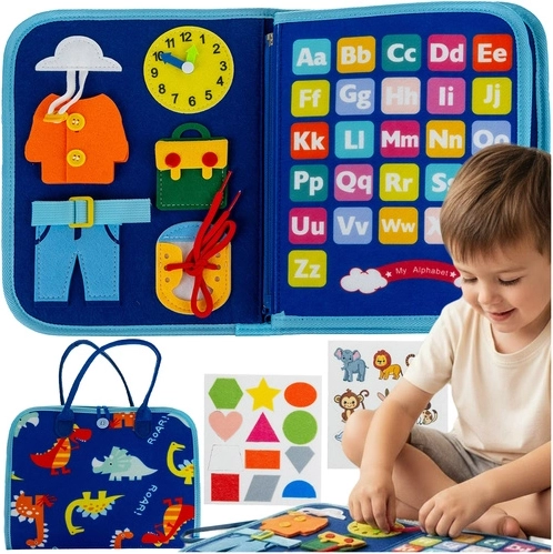 Manipulativna osjetilna knjiga Kruzzel – Montessori ploča za djecu 3+, plava