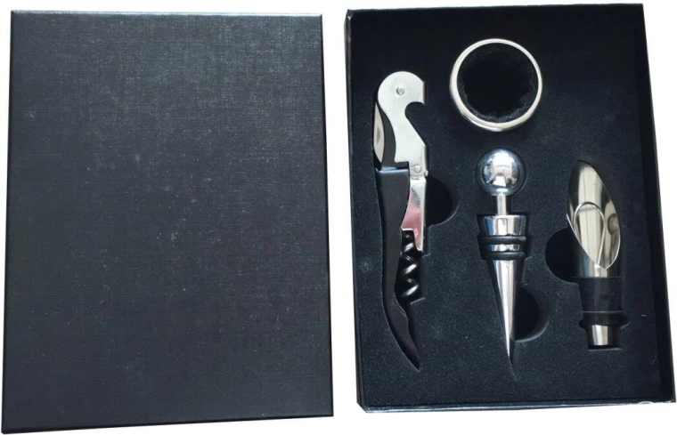 Poklon set za vino, 4-dijelni – vadičep, čep, prsten i lijevak