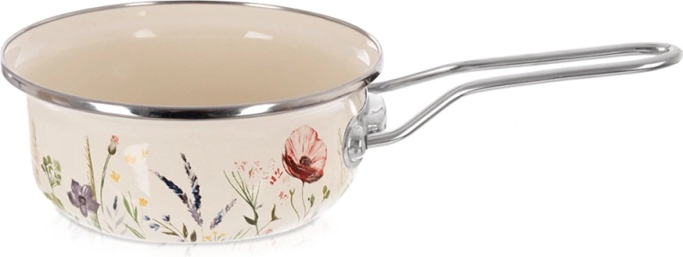 Kremasti emajlirani lončić Maki 14 cm, 650 ml