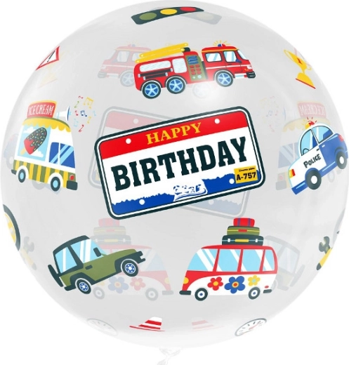 Kristalni aqua balon Happy Birthday – vozila