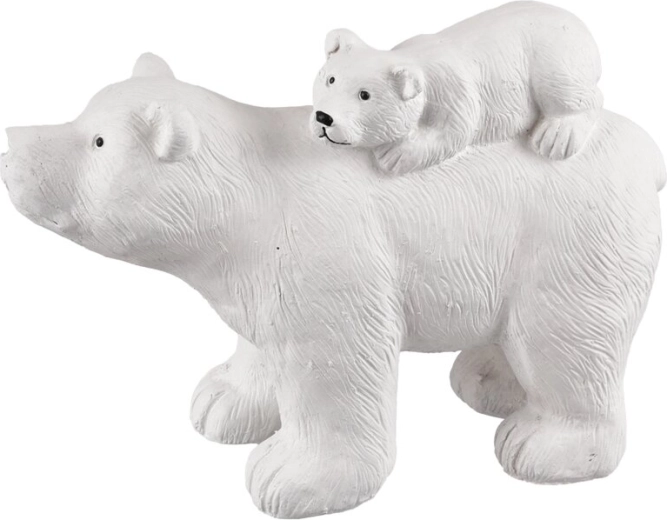Dekorativna skulptura polarnog medvjeda od polystonea, bijela 35 cm