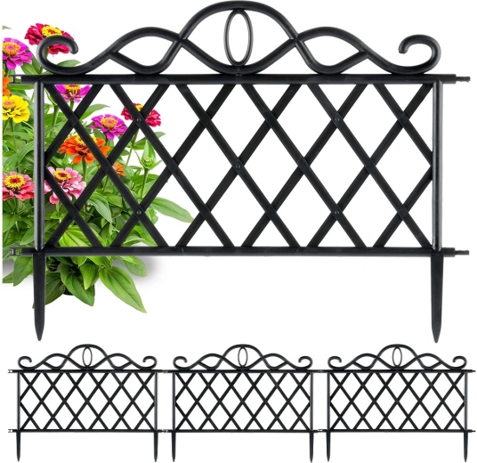 Vrtna ukrasna ograda crna 48 × 27 cm, set 4 kom