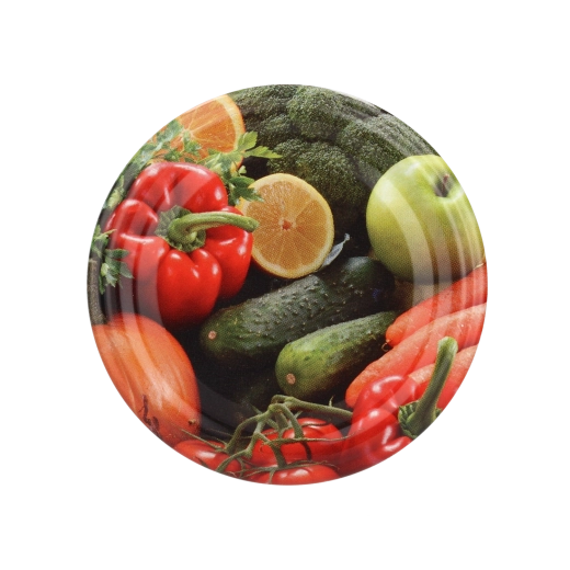 Metalni poklopci Twist-off 82 mm s motivom povrća, 6 zubaca