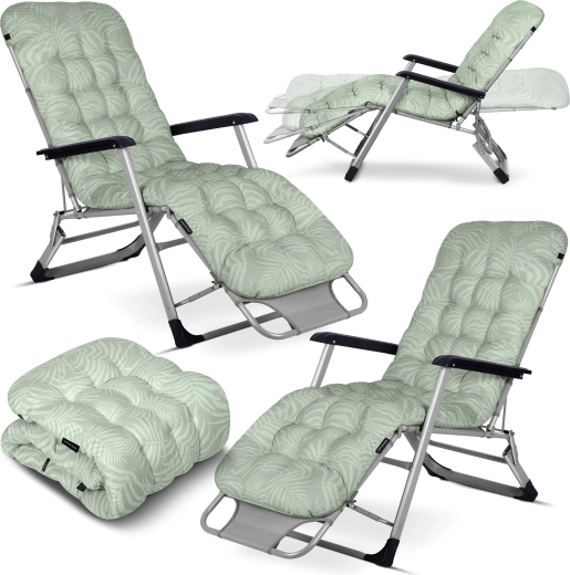 Sklopiva vrtna ležaljka s jastukom SOFOTEL ChillWell, set 2 kom, svijetlozelena