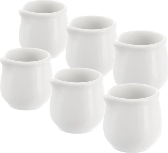 Porculanske mini vrčevi za mlijeko MONA, bijela, 20 ml, set 6 kom