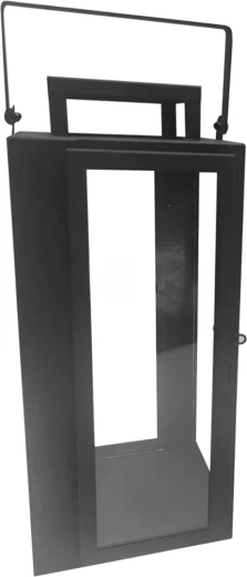 Staklena i metalna lanterna za svijeću, crna, 35 × 15 × 16 cm