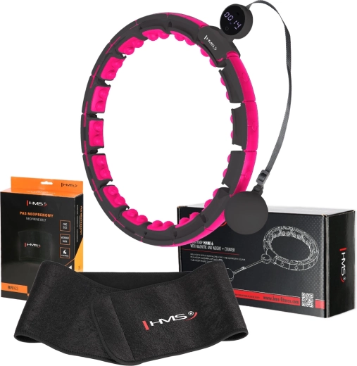 Set fitness hula hoop HMS HHM16 s magnetskom masažom i brojačem + steznik za oblikovanje HMS BR163