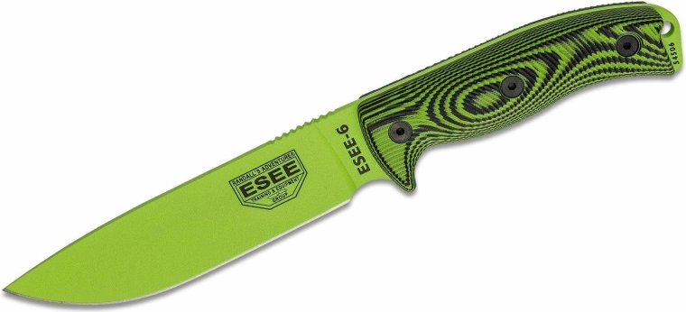 ESEE Model 6 Venom survival nož 16,5 cm, neon žuto‑zelen, G10, futrola