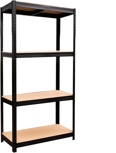 Metalna polica s 4 razine 150 × 70 × 30 cm crna, nosivost 150 kg po polici