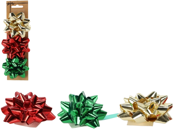 Set darovnih mašni 7,5 cm – crvena, zlatna i zelena