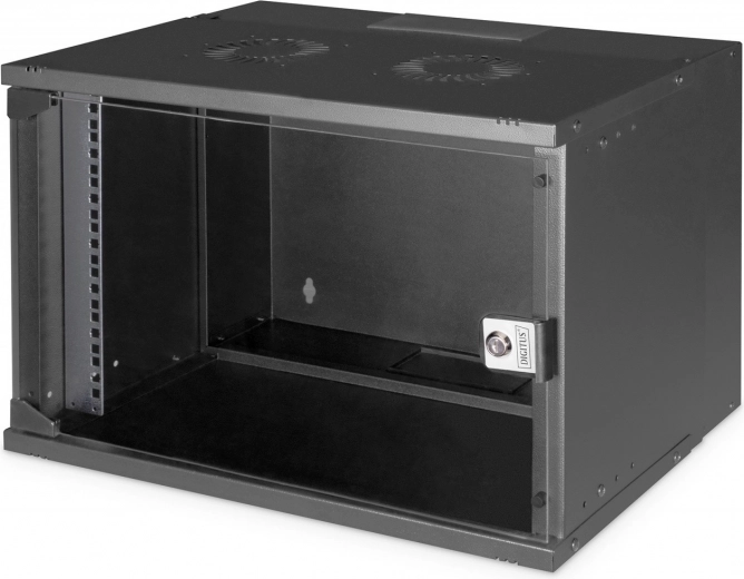 Zidni mrežni ormar 19" 7U DIGITUS SOHO PRO, 370 × 540 × 400 mm, staklena vrata, crna