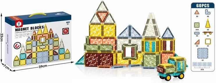 Magnetička 3D konstrukcijska set za djecu – 60 dijelova