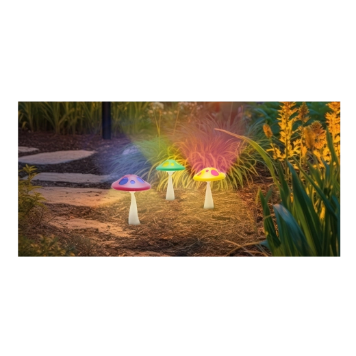 Solarna vrtna lampa gljiva s višebojnim LED osvjetljenjem 27 cm