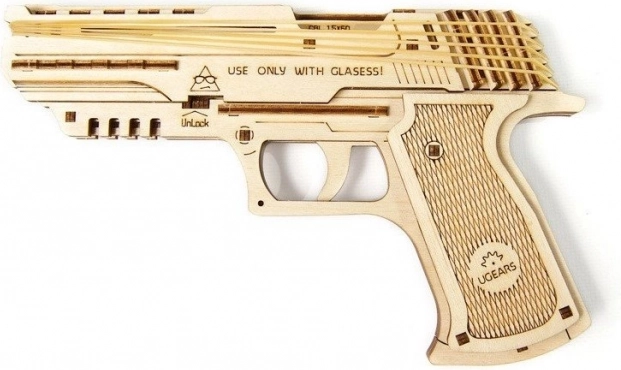 drvene 3D puzzle UGEARS pištolj Wolf-01