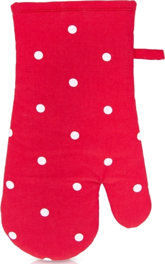 Pamučna kuhinjska rukavica s magnetom, crvena s točkicama, 32 cm