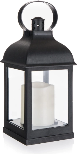 Solarna LED lanterna crna 10 × 10 × 22 cm