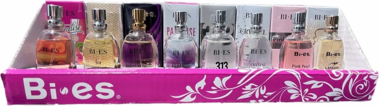 Stolni displej BI-ES s mini parfemima 15 ml – 64 kom + 8 testera