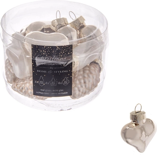 Set staklenih božićnih kuglica u zlatnoj boji 4 cm, 12 kom
