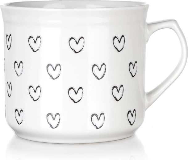 Keramička šalica 660 ml sa srcima – bijela