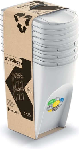 Set 4 kanti za otpad Sortibox 4×35 l – pepeljasto siva
