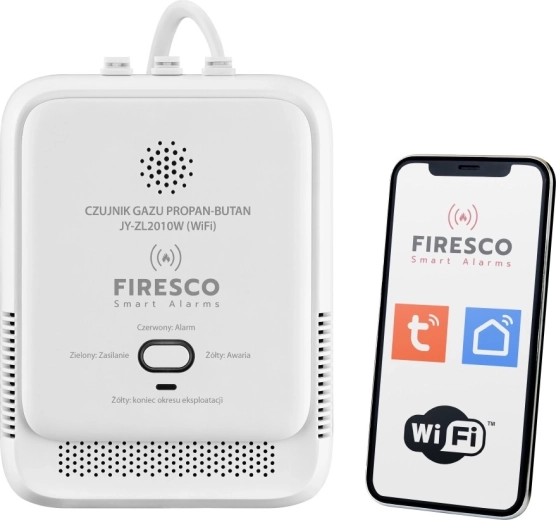 Firesco Wi‑Fi detektor plina LPG (propan i propan‑butan) Tuya/Smart Life