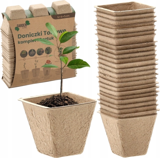 Set od 72 tresetnih posudica za sadnju 6 × 6 × 5 cm