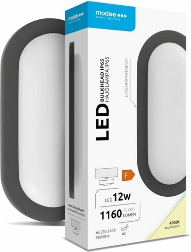 Modee LED ovalna zidna/stropna svjetiljka 12 W 4000 K 1160 lm, crna