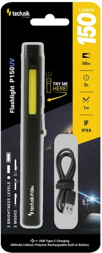 Punjiva svjetiljka s UV svjetlom 150 lm TECHNIK