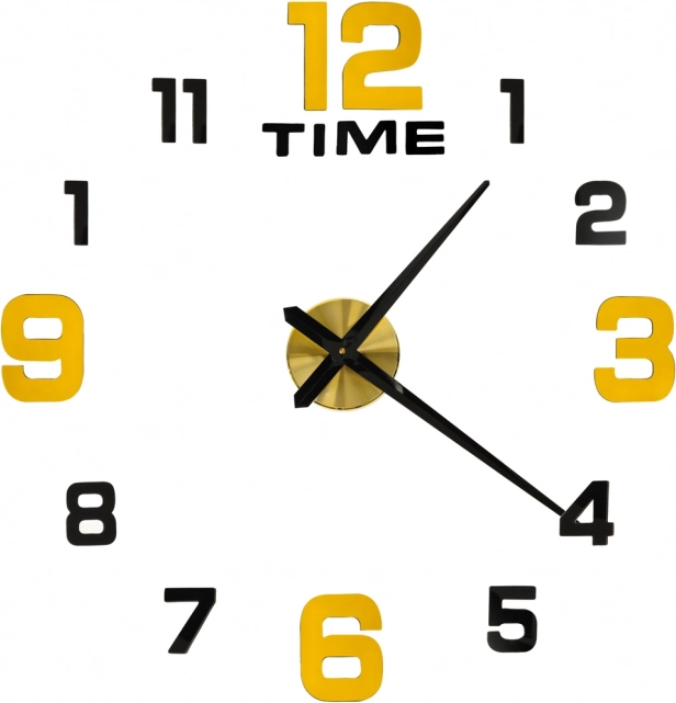 Zidni samoljepljivi sat DIY 100–120 cm, crno‑zlatni, 12 brojki