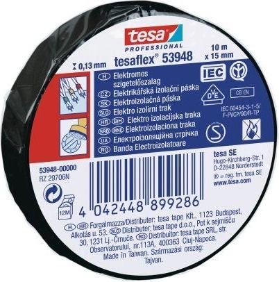 Elektroizolacijska traka TESA 15 mm × 10 m, crna