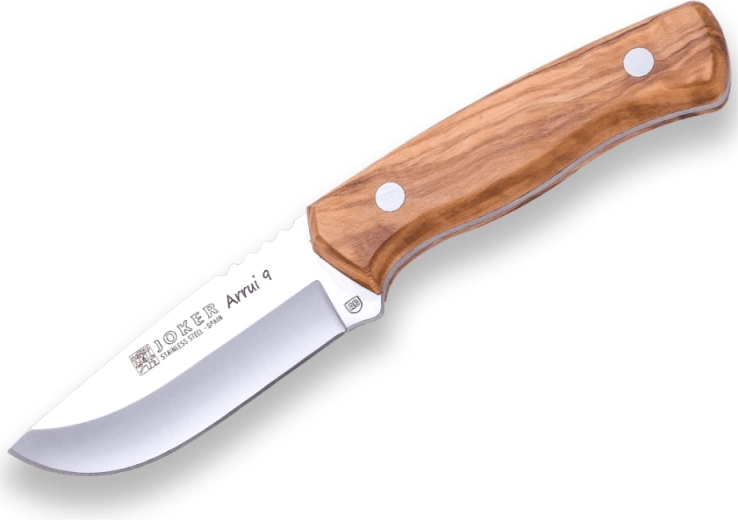 Vanjski nož Joker Arrui, 9 cm, maslinovo drvo, kožna futrola