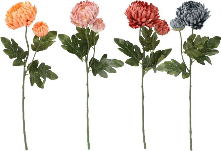 Umjetna grančica krizanteme s dva cvijeta 64 cm (mješavina boja)