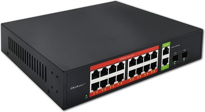 Gigabitni PoE switch 16× RJ45, 2× RJ45 uplink, 2× SFP, 1000 Mb/s