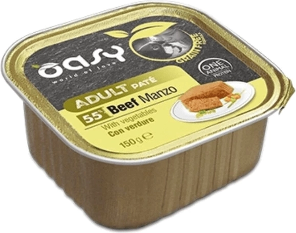 Oasy pašteta bez žitarica za odrasle pse govedina s povrćem 150 g