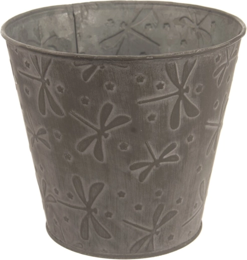 Dekorativna limena tegla s motivom libela, siva 15 × 15 × 13 cm