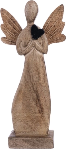 Drvena dekoracija Anđeo s crnim srcem 32 cm