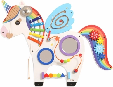 Viga drvena zidna senzorna ploča jednorog FSC Montessori