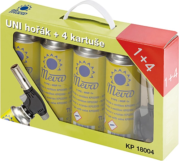 Univerzalni plinski plamenik 360° s piezo paljenjem + 4 kartuše