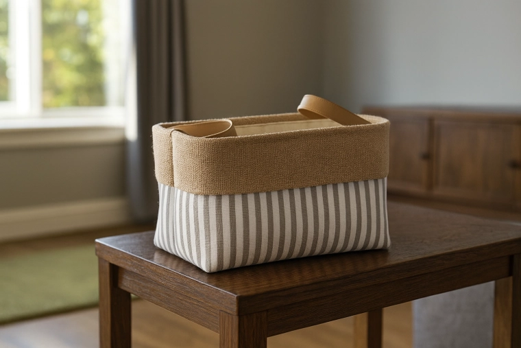 Tekstilna spremna košara s prugama 20 × 30 × 18 cm