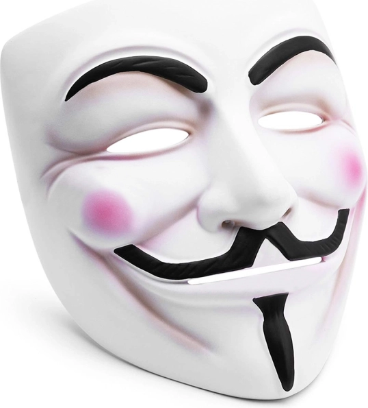 Maska Guy Fawkes ANONYMOUS V kao Vendetta, bijela