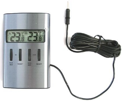 Digitalni termometar za unutarnju i vanjsku upotrebu sa sondom 10 × 6 cm, srebrni