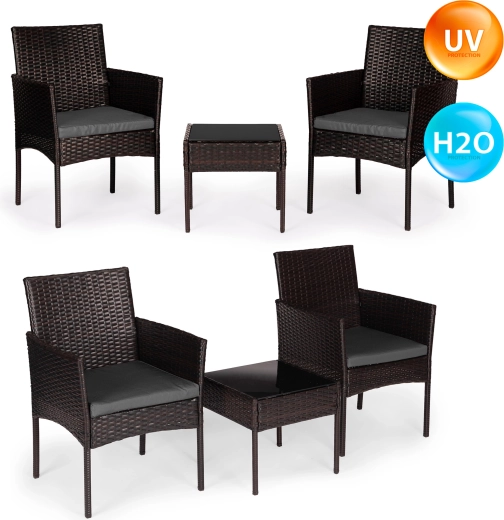 Vrtni set od tehno ratana za 2 osobe s konferencijskim stolićem, tamnosmeđi, MultiGarden