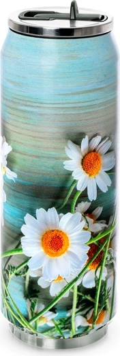 Termos čaša u obliku limenke s cvijećem 500 ml