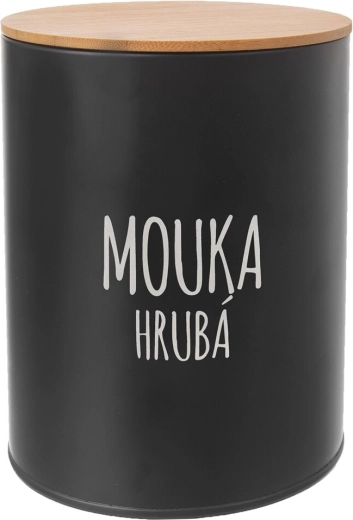 Limena posuda s bambusovim poklopcem za krupno brašno 13 cm crna
