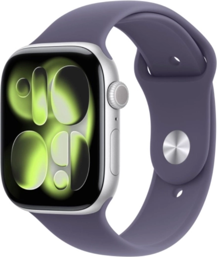 Apple Watch Series 11 GPS + Cellular 42 mm aluminijski srebrni s ljubičastim sportskim remenom M/L
