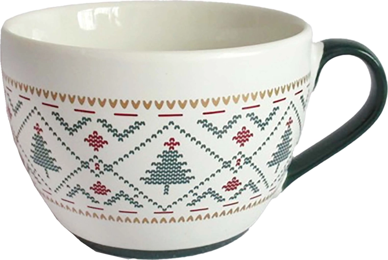 Keramička božićna šalica s drvcém 490 ml