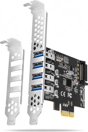 PCIe kontroler USB 3.2 Gen 1 s 4 porta, UASP, čipset Renesas, napajanje SATA