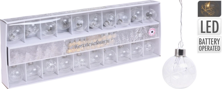 Svjetlosni lanac kugle 5 cm, 7 m, 20 LED, toplo bijela