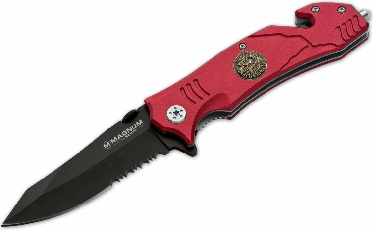 Magnum Fire Fighter spasilački nož s asistiranim otvaranjem, crveni aluminij, 8,3 cm