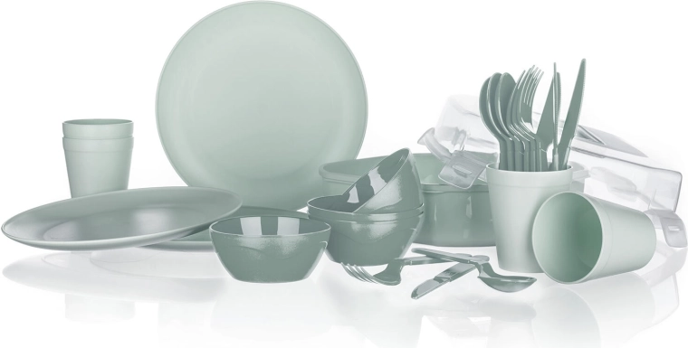 Kamping set za jelo 26 dijelova u kutiji – mint